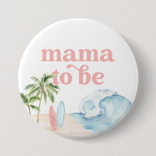 Pink Mama to Be Baby on Board Beach Baby Shower Button