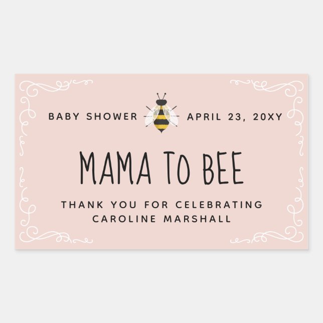 Pink Mama to Bee Baby Shower Honey Favor Sticker (Front)