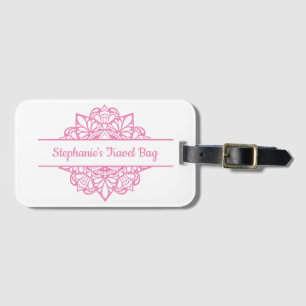 Pink Mandala Art Personalized Luggage Tag