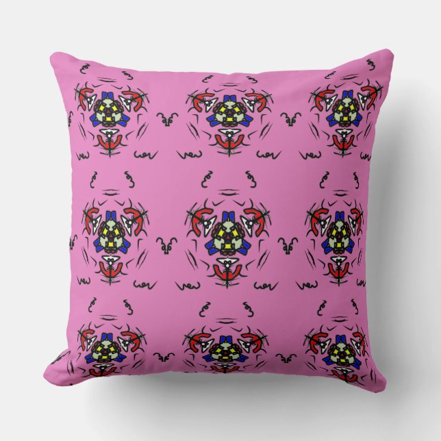 Pink Mandala Blossom" Throw Pillow (Front)