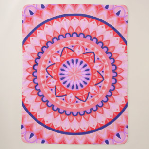 Pink Mandala Boho Vibrant Love Geometric Pattern Sherpa Blanket