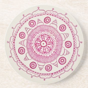 Pink Mandala Coaster by Megaflora at Zazzle