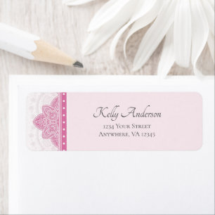 Pink Mandala Design Custom Return Address Label