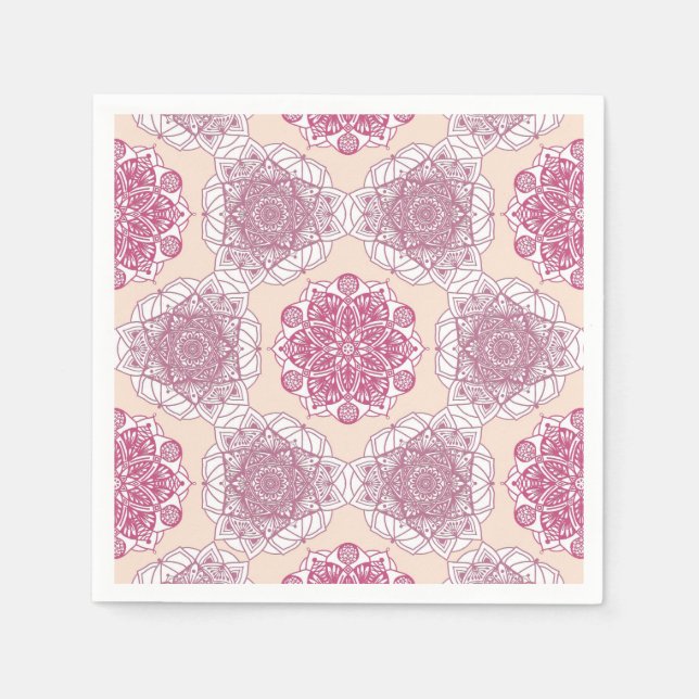 Pink mandala geometry napkins (Front)