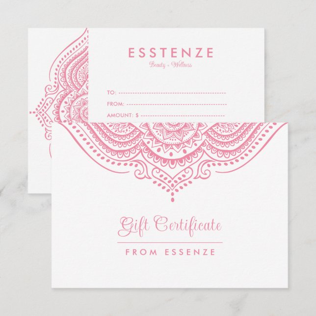 Pink Mandala Gift Certificate Design (Front/Back)