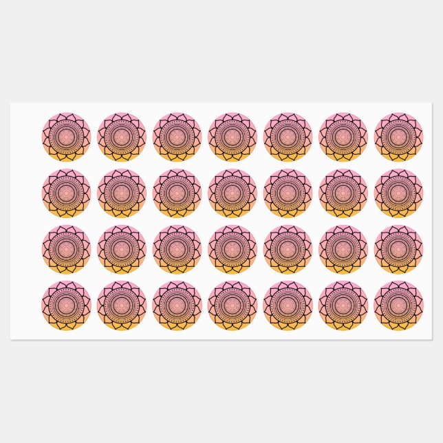 Pink mandala -Mandalaart Labels (Sheet)