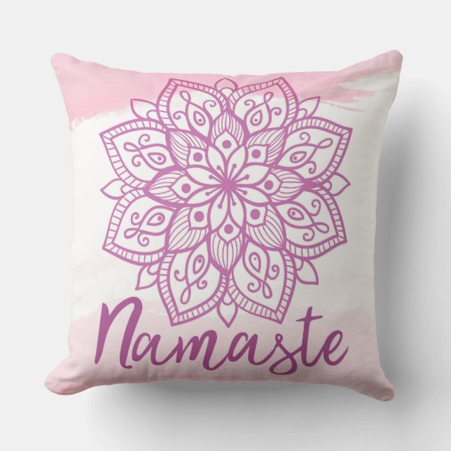 Pink Mandala Namaste Pillow (Front)