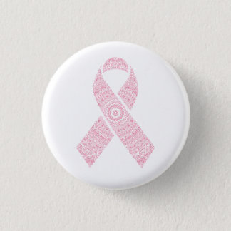 Pink Mandala Ribbon Breast Cancer | Pin Button