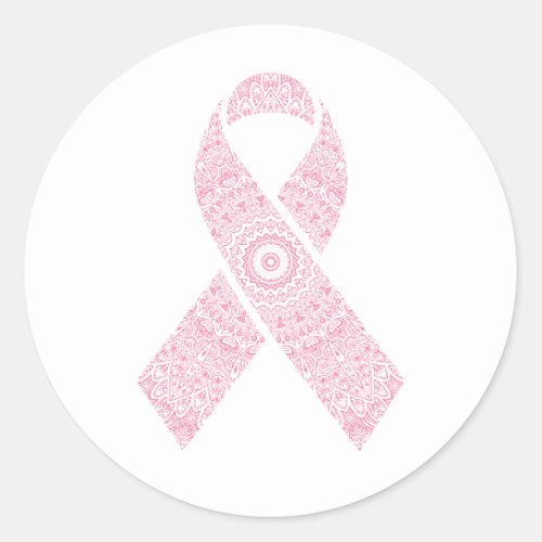 Pink Mandala Ribbon Breast Cancer  Sticker