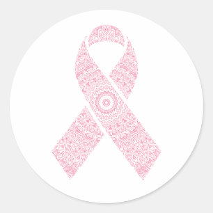Pink Mandala Ribbon Breast Cancer Sticker
