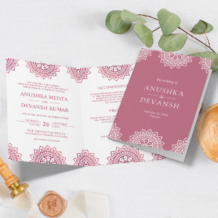 Pink Mandala Traditional Ethnic Indian Wedding Invitation