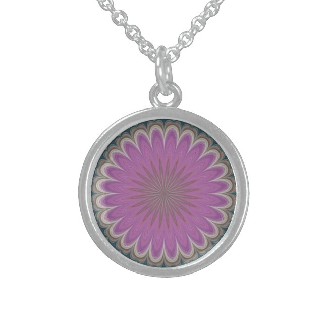 Pink Mandela Flower Woman's Charm Pendant Necklace