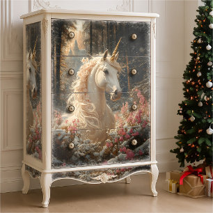 Pink Mane White Unicorn Winter Fairytale Castle Tissue Paper
