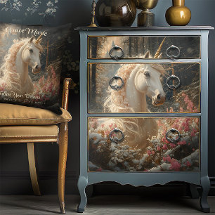 Pink Mane White Unicorn Winter Fairytale Castle Tissue Paper