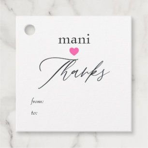 Pink Mani Thanks Bridal Shower Favor Tags