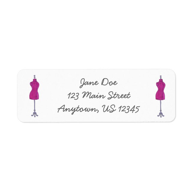 Pink Mannequin Fashion Costume Design Dressform Label (Front)