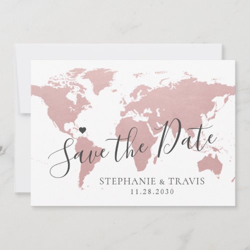 Pink Map Destination Travel Theme Photo Save The Date