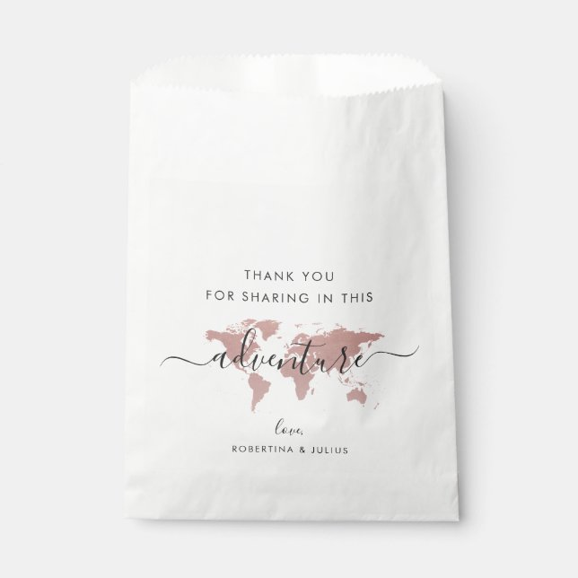 Pink Map World Adventure Travel Theme Favor Bag (Front)