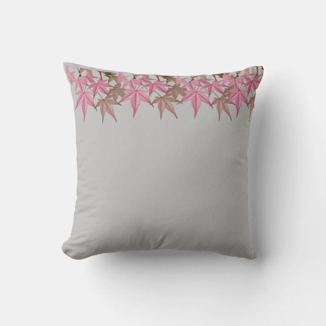 Pink maple leaf design Throw Pillow (Front)