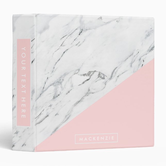 Pink & Marble 3 Ring Binder (Front/Spine)