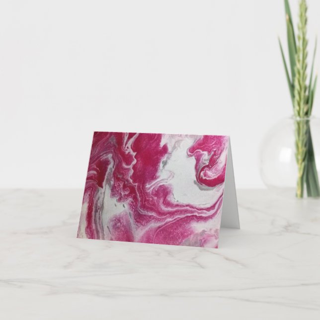 Pink Marble Abstract Note Card (Front)