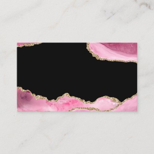 Pink Marble Agate Elegant Gemstone Golden Glitter Business Card