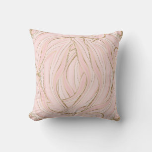 PINK MARBLE AGATE GOLD GLITTER GLAM THROW PILLOW