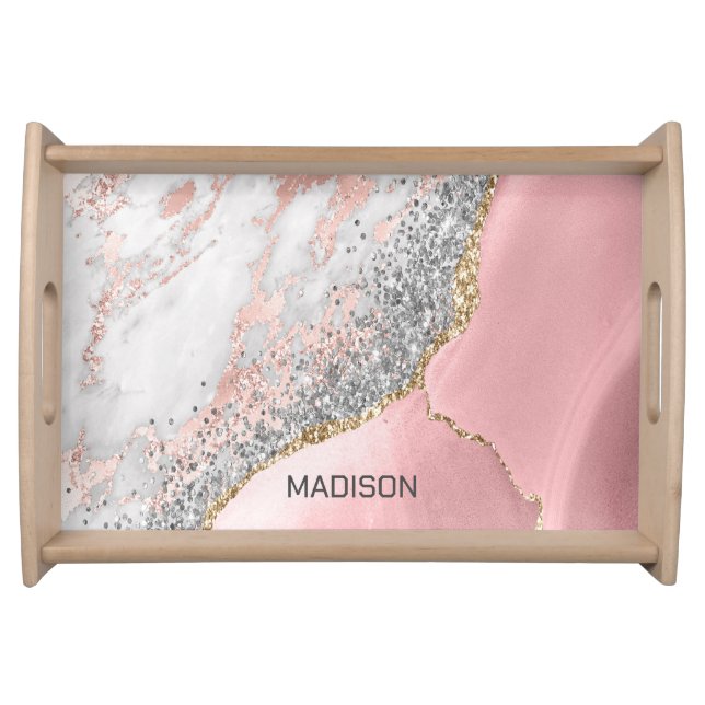 Pink Marble Agate  Serving Tray (Front)