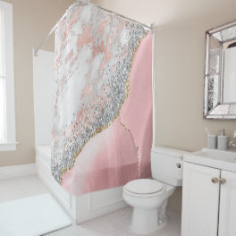 Pink Marble Agate  Shower Curtain