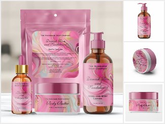 Pink Marble and Faux Gold Cosmetics Labels