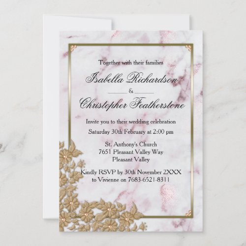 Pink Marble and Gold Pearls Wedding
