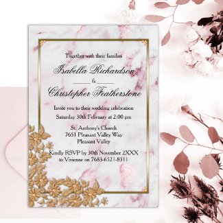Pink Marble and Gold Pearls Wedding