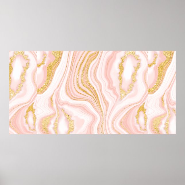 Pink marble and gold texture poster (Front)