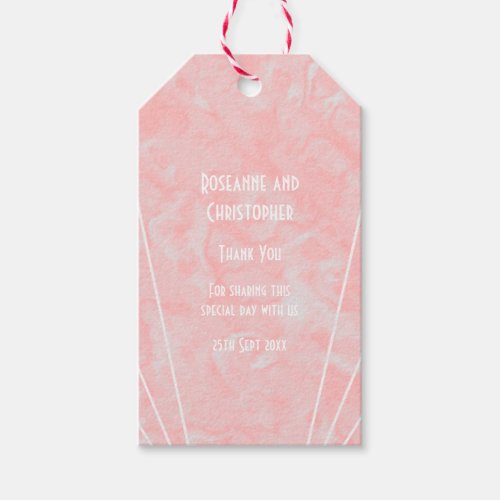 Pink Marble Art Deco Design Wedding Gift Tags