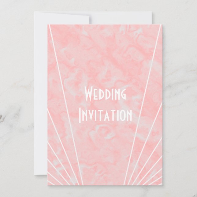 Pink Marble Art Deco Design Wedding Invitation (Front)