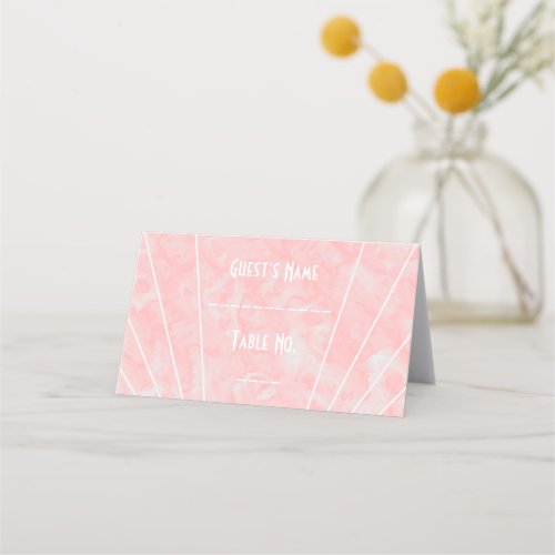 Pink Marble Art Deco Design Wedding Place Card