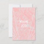 Pink Marble Art Deco Design Wedding RSVP Card