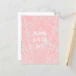 Pink Marble Art Deco Design Wedding Save The Date Announcement Postcard