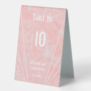 Pink Marble Art Deco Design Wedding Table Tent