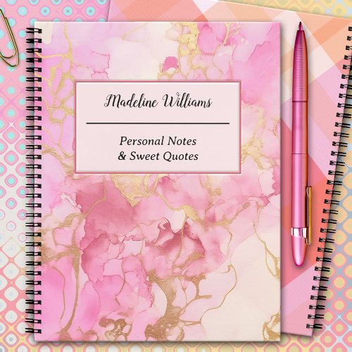 Pink Marble Artistic Quotes Notebook