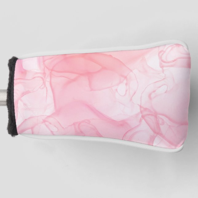 Pink marble background, fluid art background golf head cover (Front)