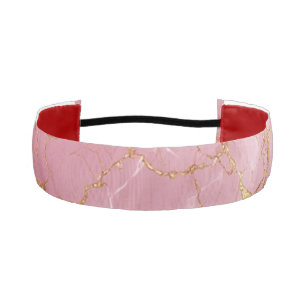 Pink Marble Background With Gold Veins Athletic Headband