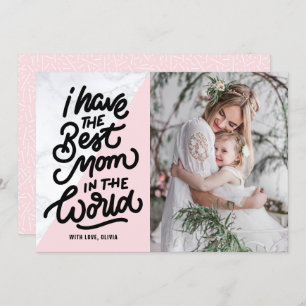 Pink & Marble Best Mom Hand Lettering Mother's Day Card