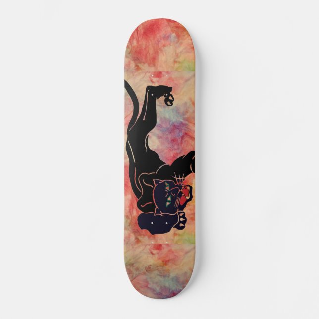 Pink Marble Black Panther Skateboard (Front)
