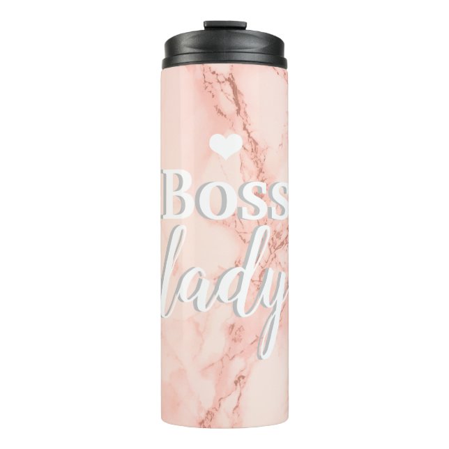 Pink Marble Boss Lady Thermal Tumbler (Front)
