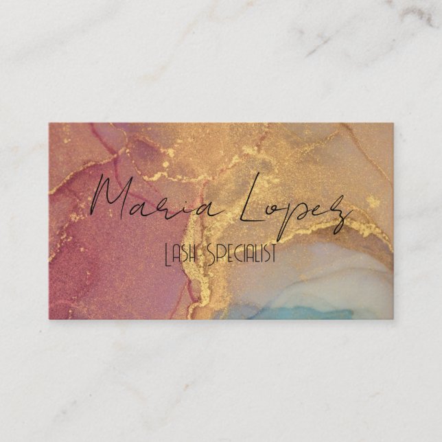 Pink marble business card (Front)