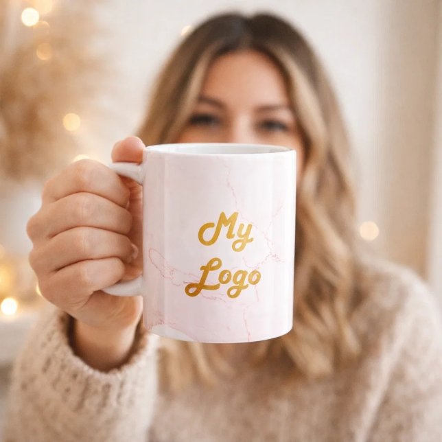 Pink marble business logo  coffee mug (Creator Uploaded)