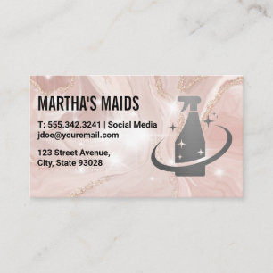 Pink Marble Cleaning Spray Logo Sparkle Business Card