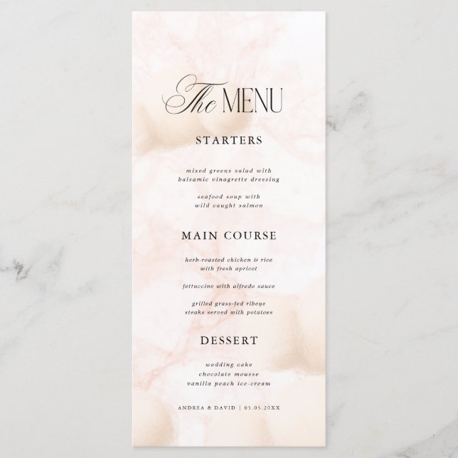 Pink Marble Cloud Nine Baby Shower Bridal Shower Menu (Front)