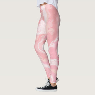 Pink Marble Cloud Pattern Leggings - Hot Pink!